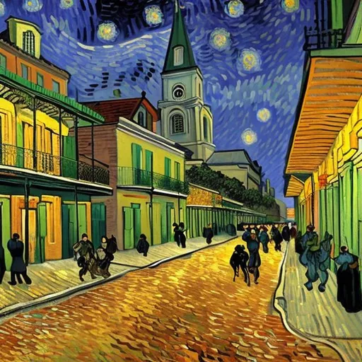 Prompt: painting vincent van gogh new orleans french quarter 