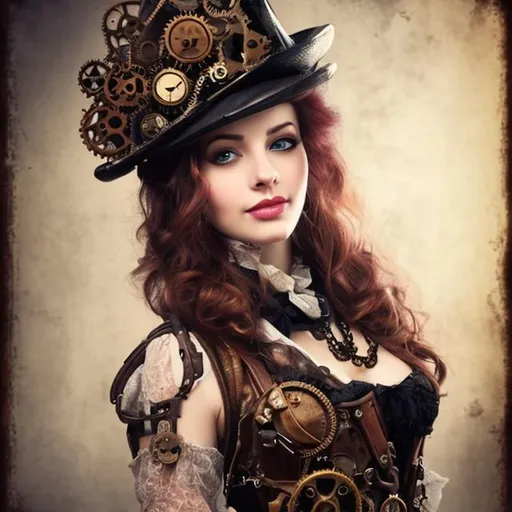 Prompt: Pretty steampunk woman

