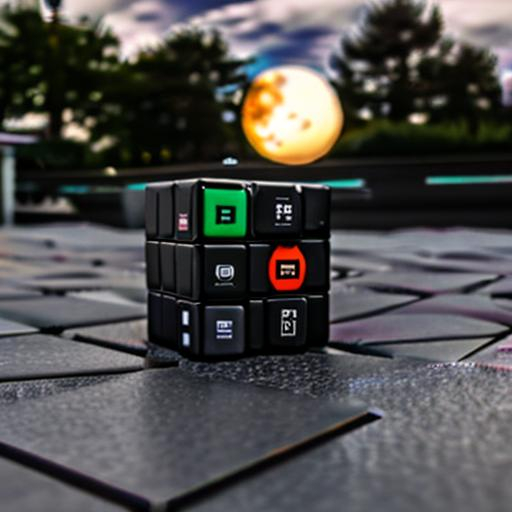 Rubiks cube and a gaming laptop under the moon | OpenArt