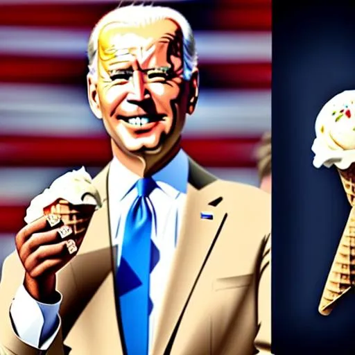 ice cream cones, eating ice cream, joe biden, children | OpenArt