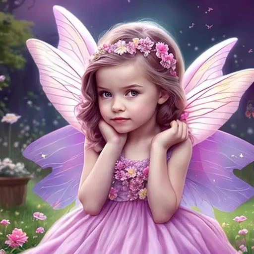 Prompt: Little girl beautiful Fairy, flower, 8k detailed