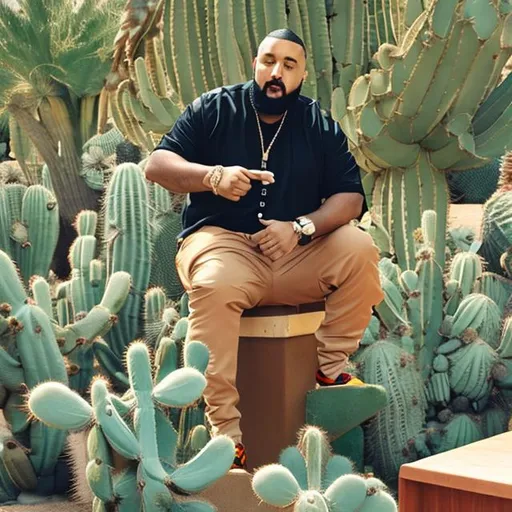 Prompt: dj khaled eating cactus 