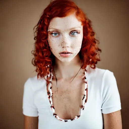 Prompt: skinny red head freckled girl