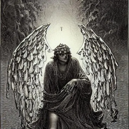 Prompt: demons and angels gustave dore




