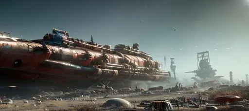 Prompt: A spaceship graveyard with rusting hulks of old vessels, high detail, 4k, wallpaper
