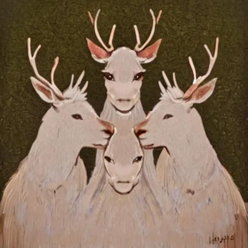 Prompt: three headed elk