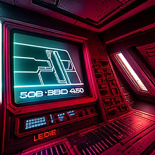 Prompt:  "ZEB RED" written on the starship 5011 in English that I can read.
