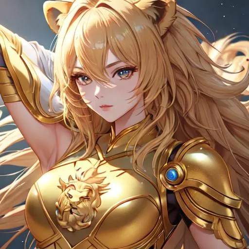 Prompt: Leo  The Lion zodiac as a 
female human, 8k, UHD,  highly detailed, close up