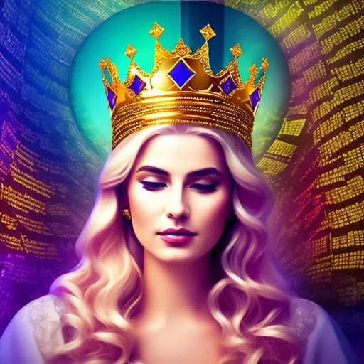 queen of the bible with crown and flowing on artisti...