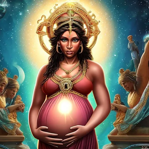 Prompt: pregnant world goddess