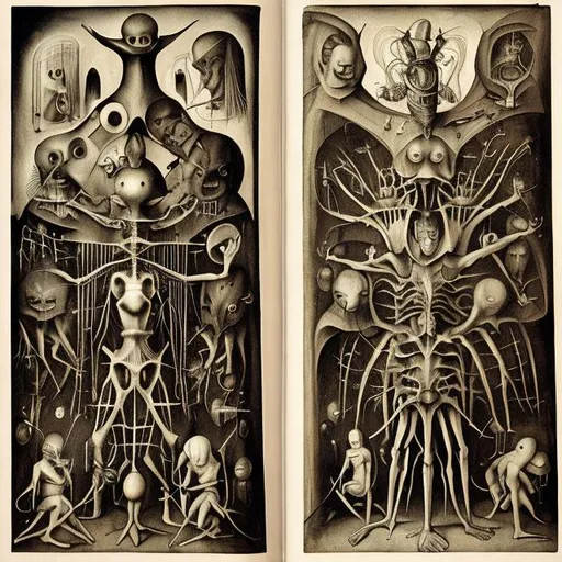 Prompt: Adam Kadmon, Hieronymus Bosch, nervous system, 