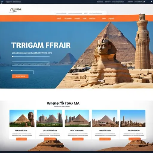 Prompt: a wireframe for a website's homepage that promotes tourism in Egypt