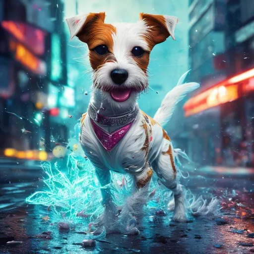 Prompt: splash art, hyper detailed, white and tan Jack Russell terrier in a barbie dress, walking on the street, glamorous, immaculate HDR, UHD, high res, 64k, cinematic lighting, special effects, hd octane render, professional photograph, studio lighting, trending on artstation, perfect studio lighting, perfect shading. Model: DreamShaper V8