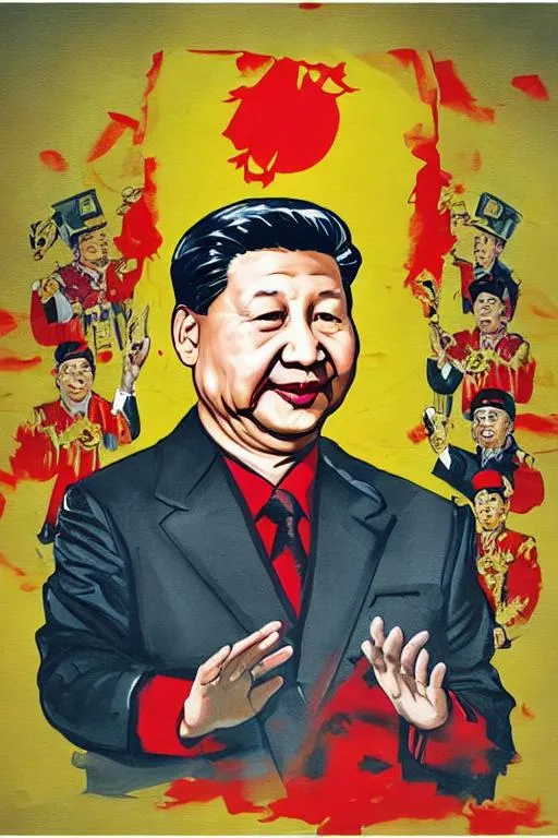 Prompt:   painting of Xi JinPing, clapping hands , half body ,  comic style, trending on artstation, dictator, serious looking