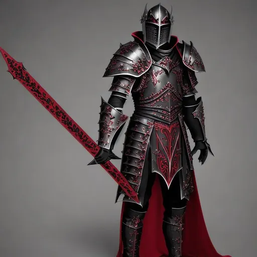 Prompt: Vampire Paladin Blood Black and Red Roman republic Armor

