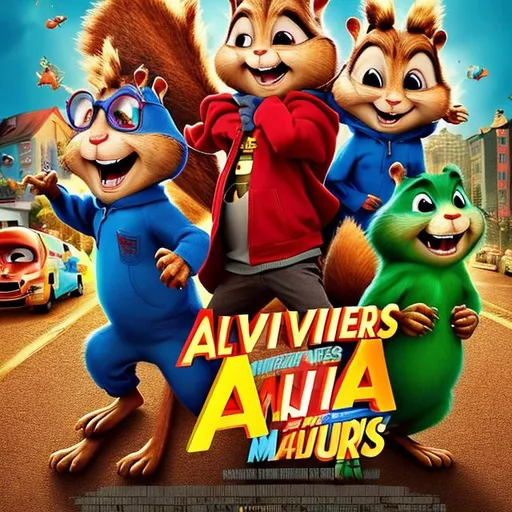 Prompt: Movie poster for Alvin and the chipmunks 12 the undead money makers