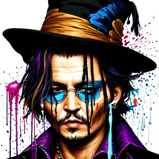 Johnny depp , dripping paint,closeup | OpenArt