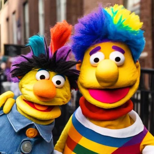 Prompt: bert and ernie on pride day