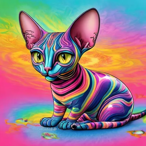 Prompt: Sphinx cat toy in the style of Lisa frank