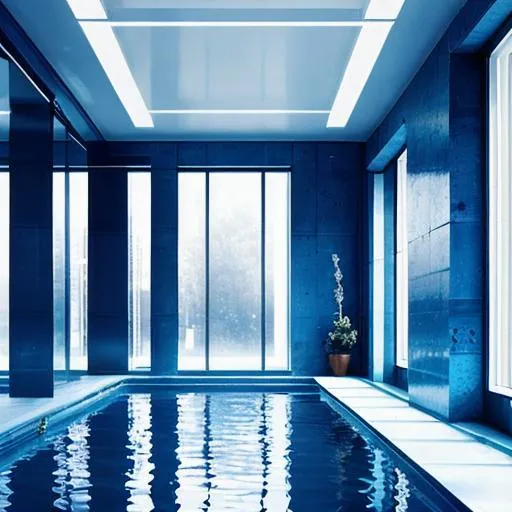 Prompt: <lora:S1-Backroom_Dreamlike-000008:0. 5>, backroom, liminal space, Level-37, Sublimity, inside, water, white tiles, reflection, blue water, blue lighting, pink lighting, plant, water corridor, tree, water pool, (photorealistic), [sharp focus], (HDR), (8k), (gigapixel), (masterpiece)