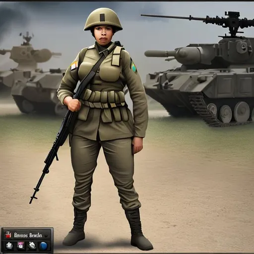 Prompt: Create photo of a female soldier