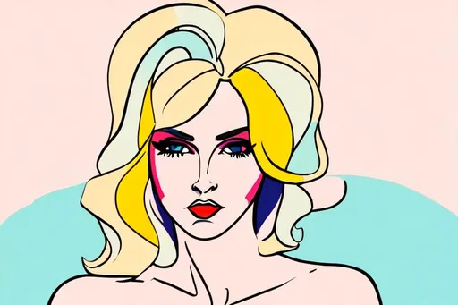 Prompt: Beautiful woman cartoon portrait pop art