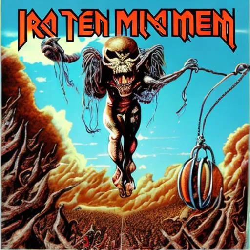 Prompt: van halen style iron maiden album cover
