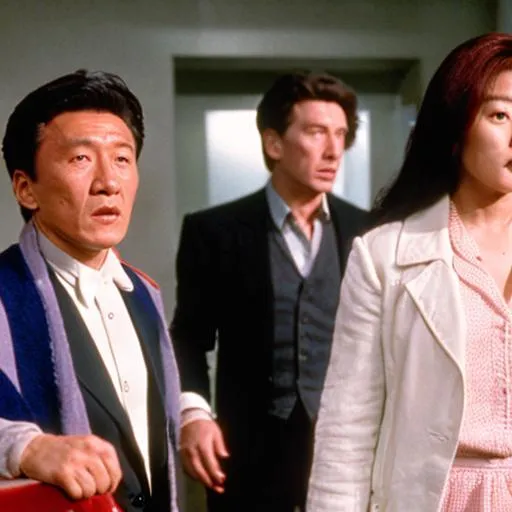 Prompt: doctor who played by jackie chan and companion played by a young gong li visit miami to thwart the master to sabotage cryptocurrency directed by michael bay