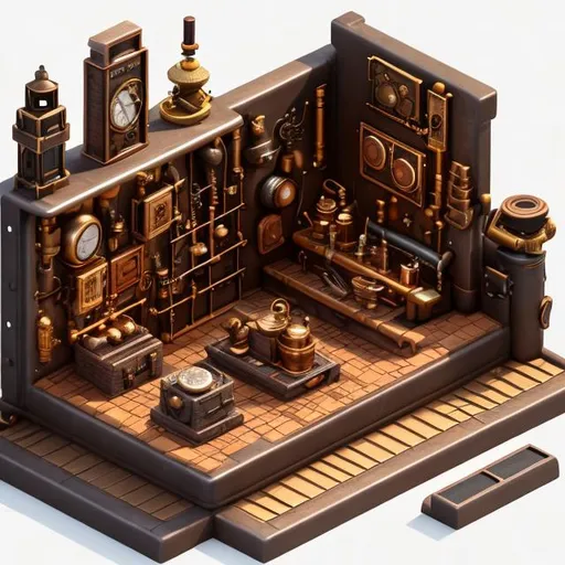 cute isometric steampunk forge and anvil in middle,... | OpenArt