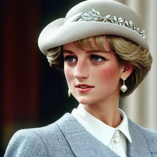Prompt: Princess Diana's self-portrait embodies her sophisticated fashion sense. She poses in a chic, tailored outfit, exuding a sense of effortless style. The image is shot with a Sony Alpha 1 using a portrait lens, capturing her stunning beauty and capturing every intricate detail of her impeccable ensemble.