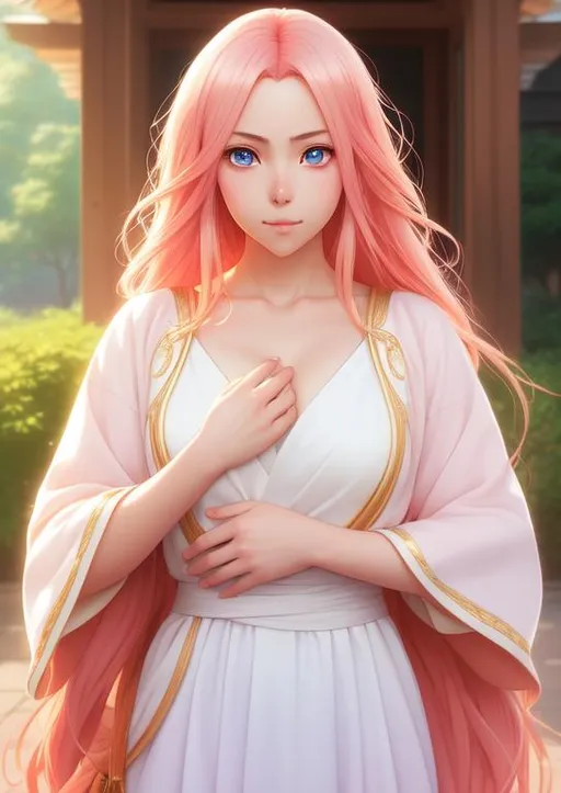 Prompt: an anime girl, smooth soft skin, big dreamy eyes, beautiful intricate colored hair, symmetrical, anime wide eyes, beautiful eyes, soft lighting, detailed face, by makoto shinkai, stanley artgerm lau, wlop, rossdraws, full body