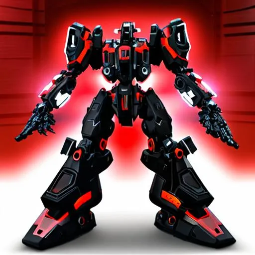 Prompt: mech, black and red colour scheme, neo, futuristic