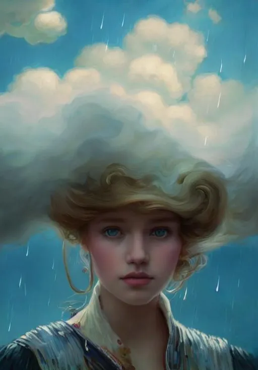 portrait of a pretty girl with hair made of Stormy...