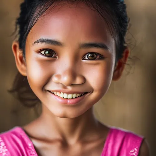Prompt: Javanese girl with a mysterious smile. eyes reveal deep serenity