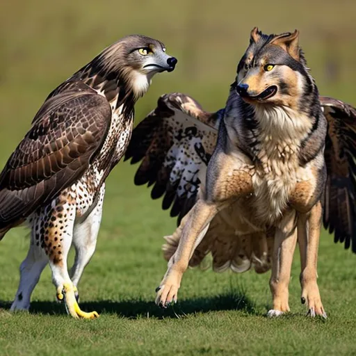 Prompt: Hawk vs wolf