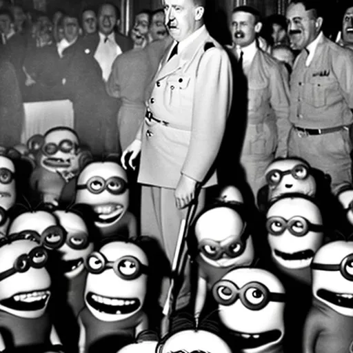 Prompt: Hitler at a party with minions