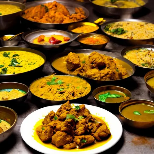Prompt: INDIAN FOOD  YELLOW THEME

