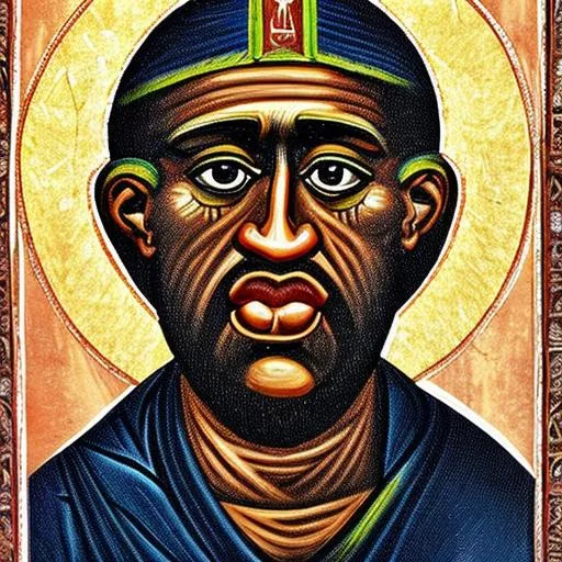 Prompt: DepictGeorge Floyd as an Orthodox Christian icon 