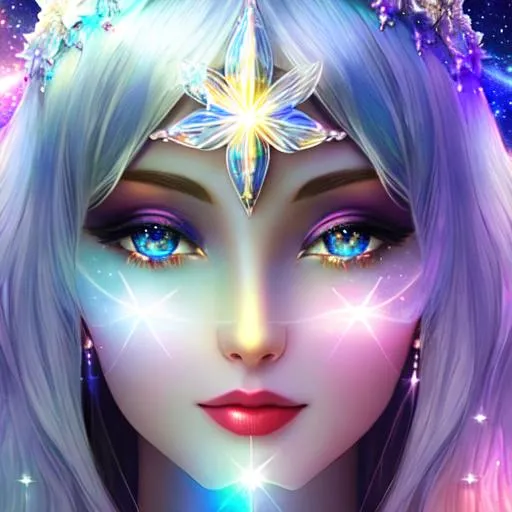 Prompt: White prism, cosmic,etherial, fairy, goddess of light ,closeup