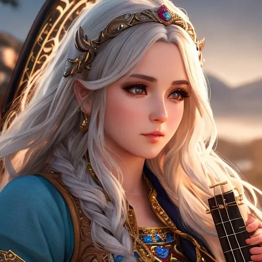 Prompt: extremely realistic, hyperdetailed, bard girl, RPG, D&D, highly detailed face, highly detailed eyes, full body, whole body visible, full character visible, soft lighting, high definition, ultra realistic, unreal engine 5, 8K, digital art