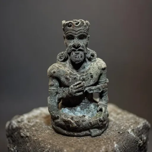 Prompt: A small statue of an ancient forgotten god 