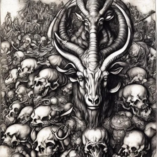 Amazon.com : Demon Devil Satan Goat Skull Temporary Tattoo Water Resistant  Fake Body Art Set Collection - Black (One Sheet) : Beauty & Personal Care