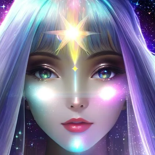 Prompt: White prism, cosmic,etherial, fairy, goddess of light ,closeup