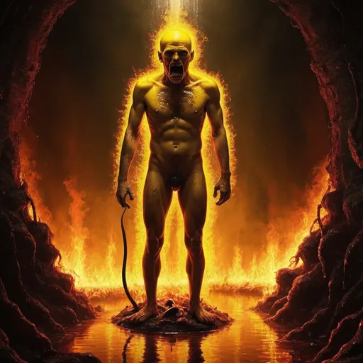 Prompt: piss man in hell
