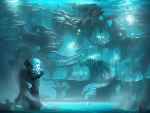 Prompt: Deep sea fantasy creatires