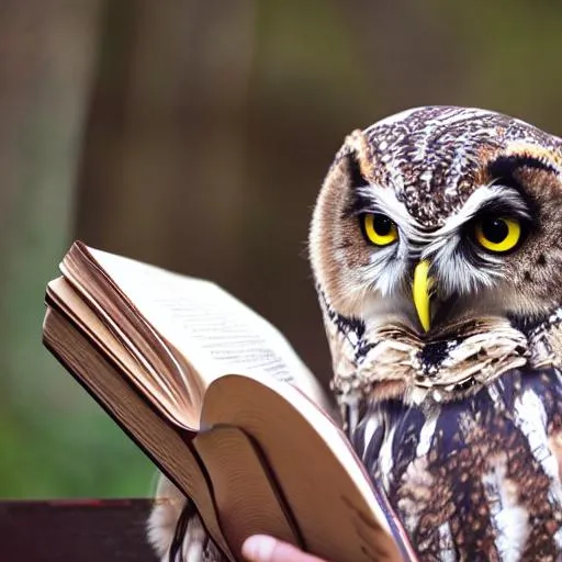 Prompt: a owl reading a book

