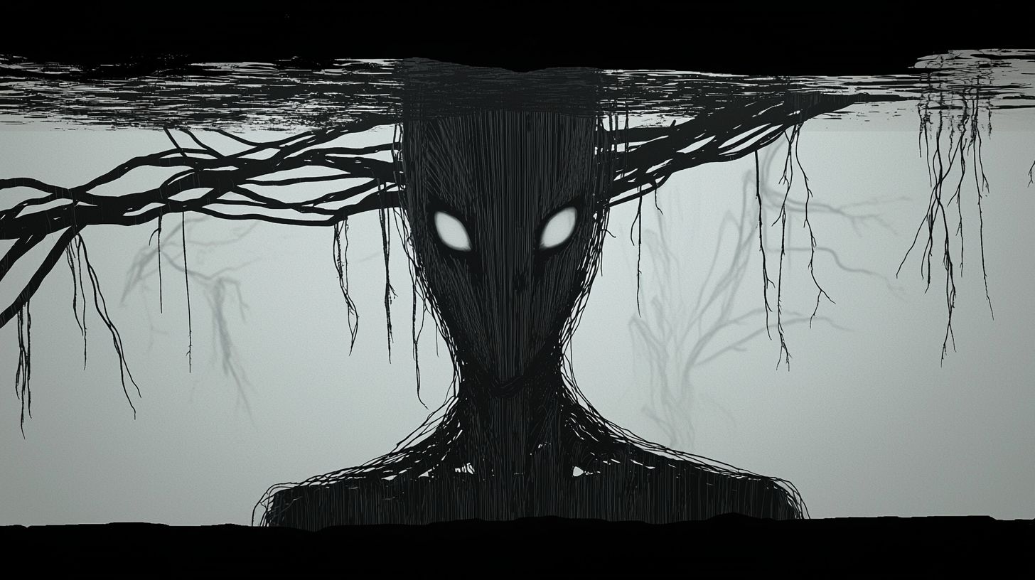 Prompt: strangeness emerge from the whirpool of horror, dark fantasy x pop surreal