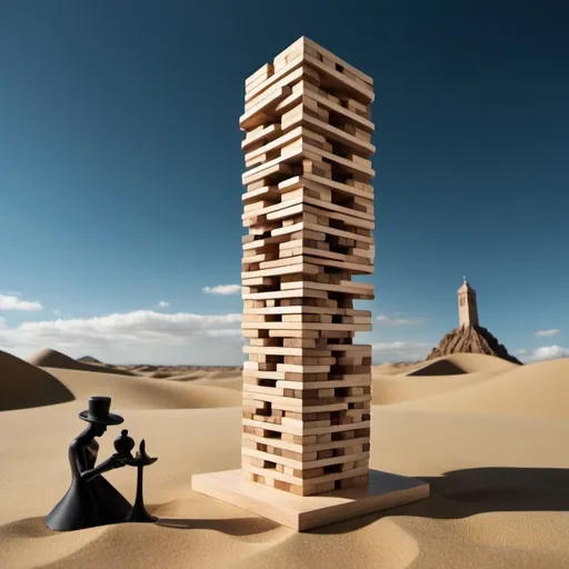 Prompt: a surrealist jenga game inspired by dali