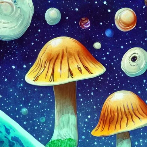 Prompt: Mushrooms in space 