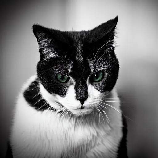 all black and whit cat angry and surrounding rainbow | OpenArt